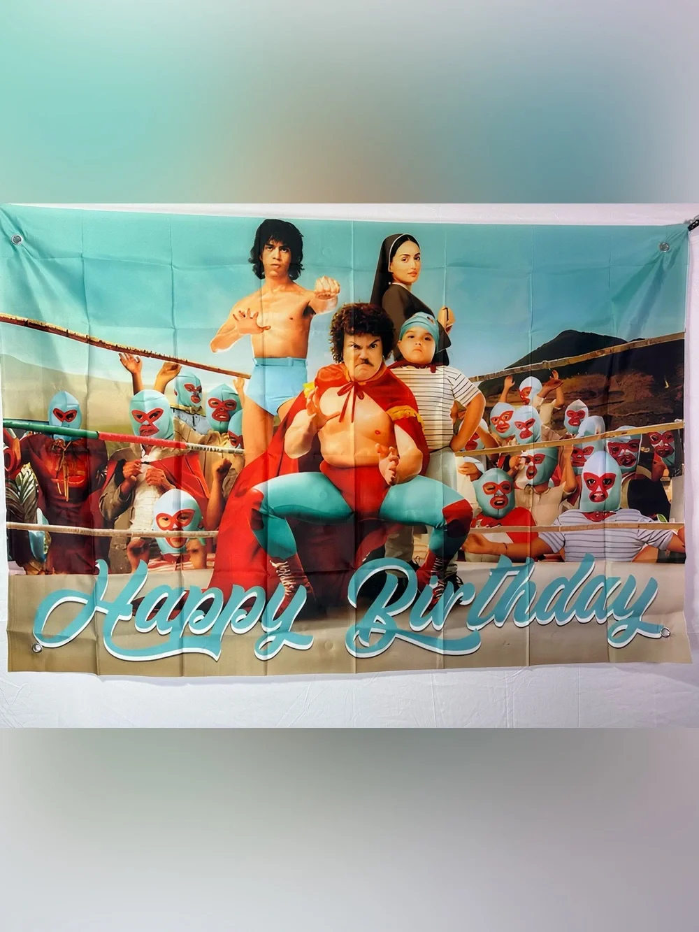 Nacho Libre Happy Birthday Backdrop Banner 5x3Ft.